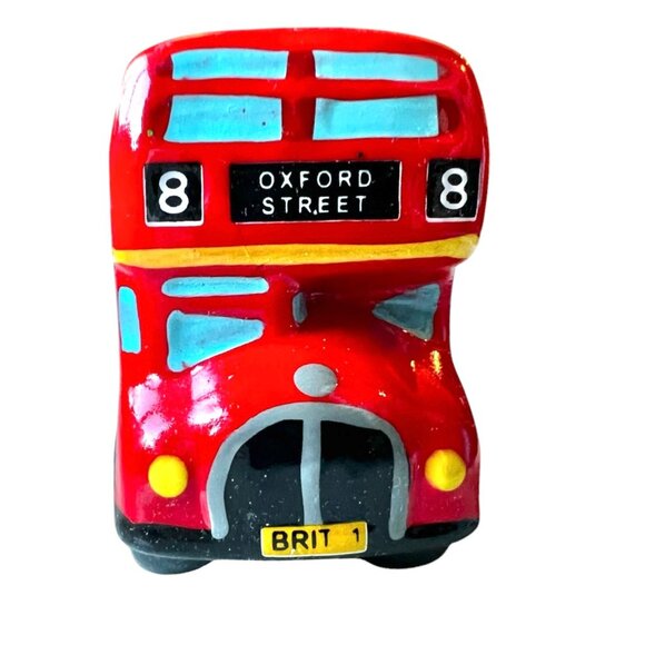 Vintage British Bus Salt or Pepper Shaker Double Decker Red England - Picture 2 of 7